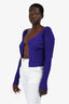 Jacquemus Purple Ribbed Knit Ribbed 'La Maille Pralù' Cardigan Size 38