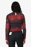 Sandro Burgundy/Navy/Green Lace Cropped Long Sleeve Top Size 1