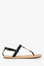 Saint Laurent Black Leather Logo Cassandra Espadrille Sandals Size 41