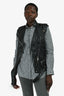 Pierre Balmain Black Leather Moto Vest Size 42