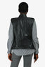 Pierre Balmain Black Leather Moto Vest Size 42