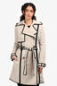 Lanvin Beige/Black Trim Midi Trench Coat Size S