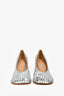 Bottega Veneta Limited Edition Silver Mirror Rhinestone Square Toe Heels Size 39