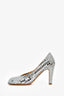 Bottega Veneta Limited Edition Silver Mirror Rhinestone Square Toe Heels Size 39