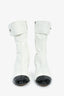 Pre-Loved Chanel™ White Patent Black Cap Toe CC Turnlock Booties Size 39