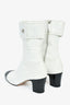 Pre-Loved Chanel™ White Patent Black Cap Toe CC Turnlock Booties Size 39