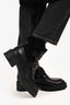 Aquazzura Black Leather Shearling Lined Buckle Lug Sole Boots Size 38.5