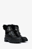 Aquazzura Black Leather Shearling Lined Buckle Lug Sole Boots Size 38.5