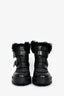 Aquazzura Black Leather Shearling Lined Buckle Lug Sole Boots Size 38.5