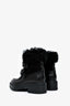Aquazzura Black Leather Shearling Lined Buckle Lug Sole Boots Size 38.5