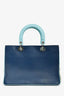 Christian Dior Python Navy/Light Blue Leather 'Diorissimo' Top Handle with Strap and Pouch
