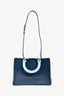 Christian Dior Python Navy/Light Blue Leather 'Diorissimo' Top Handle with Strap and Pouch