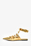 Valentino Gold Leather Jumbo Rockstud Pointed Toe Flats Size 39