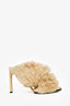 Bottega Veneta Cream Leather Fur 'Curve' Heels Size 38.5