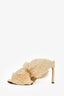 Bottega Veneta Cream Leather Fur 'Curve' Heels Size 38.5
