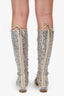 Christian Dior Multicolour Crystal Lace-Up Knee High Boots Size 40