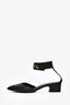 Pre-Loved Chanel™ Black Leather Logo Ankle Strap D'Orsday Heels Size 38.5