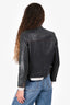 Isabel Marant Etoile Navy Leather Black Suede Trimmed Jacket Size 38