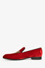 Louis Vuitton Red Velvet Slip-On 'Auteuil' Loafers Size 9 Mens