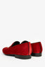 Louis Vuitton Red Velvet Slip-On 'Auteuil' Loafers Size 9 Mens