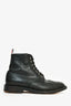 Thom Browne Black Pebbled Leather Lace-Up Boots Size 11 Mens
