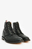 Thom Browne Black Pebbled Leather Lace-Up Boots Size 11 Mens