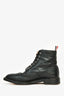 Thom Browne Black Pebbled Leather Lace-Up Boots Size 11 Mens
