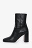 Prada Black Leather Block Heel Ankle Boots Size 35.5