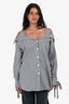 Prada 2018 Black & White Gingham Off The Shoulder Shirt Size 36
