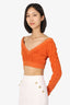 Louis Vuitton Orange Monogram Flower Towelling Crop Top Size XS