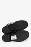 Pre-Loved Chanel™ Black/Off White Leather and Tweed Lace Up Chain Detail Boots Size 36