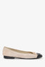 Pre-Loved Chanel™ Taupe Suede CC Cap Toe Ballet Flats Size 36.5