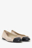 Pre-Loved Chanel™ Taupe Suede CC Cap Toe Ballet Flats Size 36.5