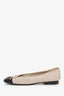 Pre-Loved Chanel™ Taupe Suede CC Cap Toe Ballet Flats Size 36.5