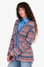 Pre-Loved Chanel™ Spring 2017 Pink/Blue Knit Tweed Cardigan with Blue Rubber Trim Size 38 (As Is)