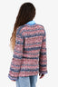 Pre-Loved Chanel™ Spring 2017 Pink/Blue Knit Tweed Cardigan with Blue Rubber Trim Size 38 (As Is)