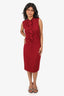 Elie Tahari Red Sleeveless Ruffle Detail Dress Size 6