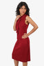Elie Tahari Red Sleeveless Ruffle Detail Dress Size 6