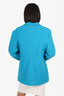 Ganni Blue Wool Silver Brooch Detail Coat Size 44