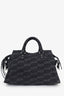 Balenciaga Black Washed Denim City Bag with Strap