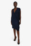 Acne Studios Navy Draped Asymmetrical Midi Dress Size M
