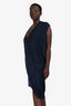 Acne Studios Navy Draped Asymmetrical Midi Dress Size M