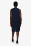 Acne Studios Navy Draped Asymmetrical Midi Dress Size M