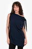 Dries Van Noten Navy Cotton Asymmetrical Tied Sleeveless Top Size L