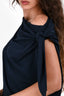 Dries Van Noten Navy Cotton Asymmetrical Tied Sleeveless Top Size L