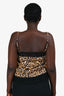 Christian Dior Brown Leopard Printed Silk Lace Trim Camisole Top Size 10 US