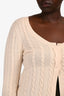 Brunello Cucinelli Cream Cableknit Low Scoop Cardigan Sweater with Silk Waist Tie Size M US