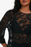 Dries Van Noten Black Floral Embroidered Sheer 3/4 Sleeve Blouse Size 40