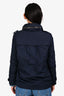 Burberry Brit Navy Blue Nylon Leather Trim Jacket with Packable Hood Size 2 US
