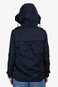 Burberry Brit Navy Blue Nylon Leather Trim Jacket with Packable Hood Size 2 US